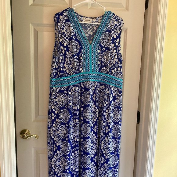 Linea by Louis dell Olio Blue Printed Maxi Dress - Picture 2 of 5